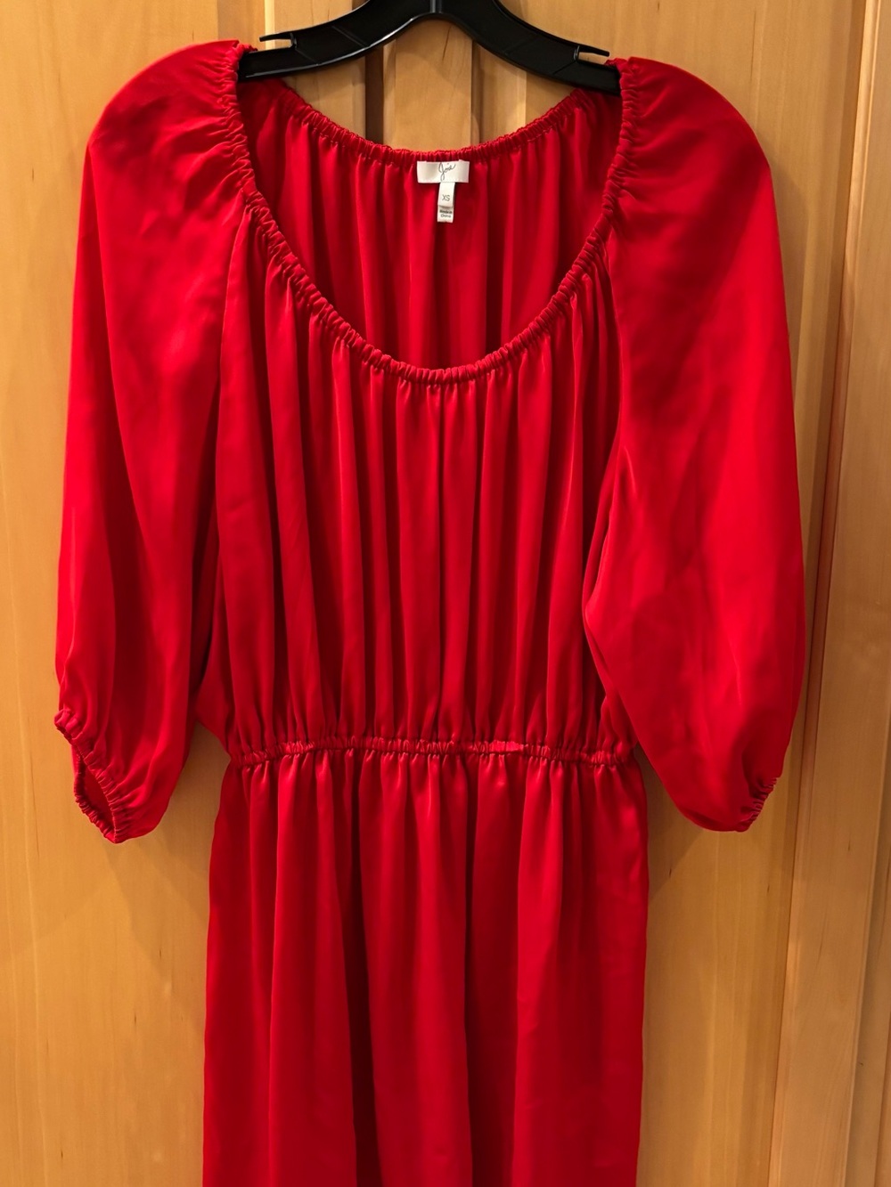 Joie Red Off-Shoulder Elastic Waist Midi Dress